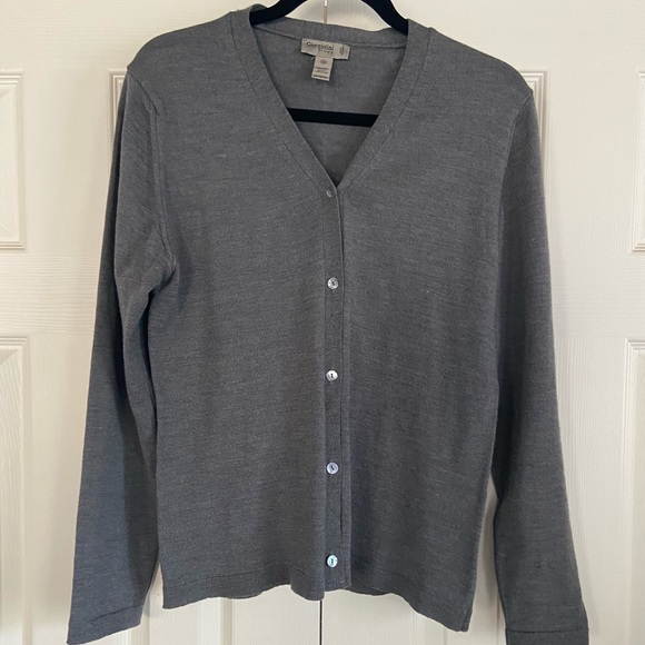 Giorgiolini Italian merino wool cardigan charcoal - Picture 1 of 5